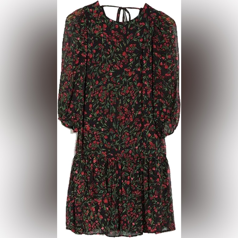 Calvin Klein Black Holiday Dress with Red Floral Pattern- Women's Size 10- NWT